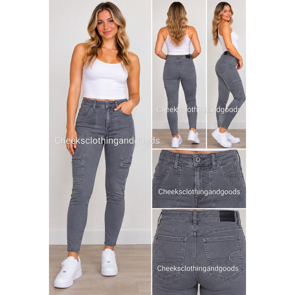 American Eagle Grey Ne(x)t Level Stretch Hi-Rise Cargo Jegging Size 8 Regular